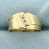 Three Stone Diamond Ring In 14k Yellow Gold