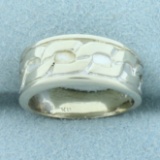 Curb Link Design Band Ring In 14k White Gold