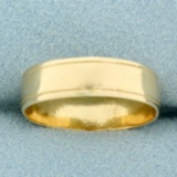 5.8mm Beaded Edge Milgrain Wedding Band Ring In 14k Yellow Gold