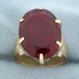 Antique 17ct Lab Ruby Ring In 14k Yellow Gold