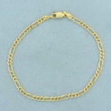 Italian Made 8 Inch Figaro Link Chain Bracelet In 14k Yellow Gold