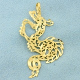 Diamond Cut Dragon Pendant In 14k Yellow Gold
