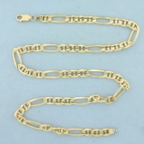 Italian Made 21 Inch Figaro Style Chain Necklace In 14k Yellow Gold