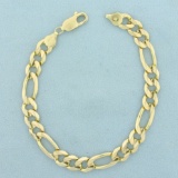 Mens Heavy 9 Inch Figaro Link Chain Bracelet In 14k Yellow Gold