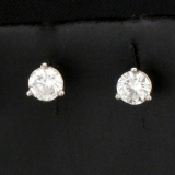 1/2ct Tw Diamond Stud Earrings In 14k Platinum Martini Settings