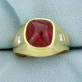 Designer 4ct Tw Ruby And Diamond Ring In 18k Yellow Gold