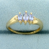 3/4ct Tw Tanzanite And Diamond Ring In 10k Yellow Gold