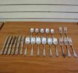 Simpson Hall And Miller Co. Stratford Antique Art Nouveau Twenty-two Piece Sterling Silver Flatware