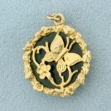Jade Cut Out Butterfly Pendant In 14k Yellow Gold