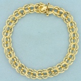 8 Inch Double Link Charm Bracelet In 14k Yellow Gold