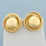 Designer Sphere Hoop Earrings In 14k Yellow Gold