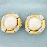 South Sea Pearl And Diamond Statement Earrings In 14k Yellow Gold