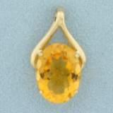 10ct Citrine Solitaire Pendant In 14k Yellow Gold
