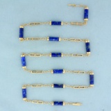 Lapis Lazuli Link Chain Necklace In 14k Yellow Gold