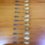 Antique Set Of 11 Scandinavian Demitasse Heavy Silverplate Nickel Silver Spoons