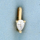 Pear Cz Solitaire Pendant In 14k Yellow Gold