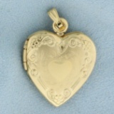 Vintage Heart Locket Pendant In 10k Yellow Gold