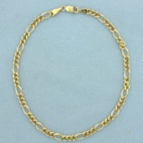 Figaro Link Anklet In 14k Yellow Gold