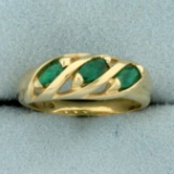 3/4ct Tw Emerald Three Stone Ring In 14k Yellow Gold