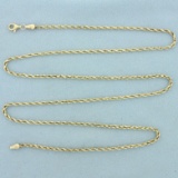 25 Inch Rope Style Chain Necklace In 10k Yellow Gold