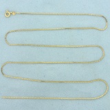 Italian Made 24 Inch Italian Box Link Chain Necklace In 14k Yellow Gold