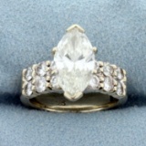 3ct Tw Marquise Diamond Engagement Ring With Adjustable Shank In 14k White Gold