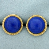 14ct Tw Lapis Lazuli Stud Statement Earrings In 14k Yellow Gold