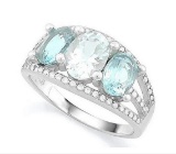 Aquamarine & Sky Blue Topaz Ring In Sterling Silver