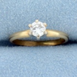 Almost 1/2ct Solitaire Diamond Engagement Ring In 14k Yellow Gold