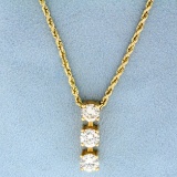 2.3ct Tw 3 Stone Diamond Journey Pendant On Chain In 14k Yellow Gold