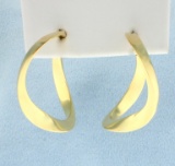 Designer Large Twisting Hoop Earrings In 18k Yellow Gold