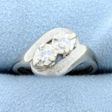 Vintage Two-stone Diamond Ring In 14k White Gold