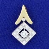 Unique 1.5ct Tw Chevron Design Diamond Pendant In 14k Yellow And White Gold