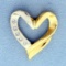 Diamond Heart Pendant Or Slide In 18k Yellow And White Gold