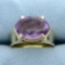 Large 5ct Oval Amethyst Ring In 14k Yellow Gold