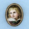 Antique Hand Pained Child's Cameo Pin