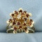 Over 1/2ct Tw Garnet And Diamond Burst Ring In 14k Yellow Gold