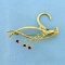 Abstract Design Ruby Pin In 14k Yellow Gold