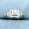 Vintage 1/2 Tw Old European Cut Diamond Engagement Ring In 18k White Gold