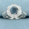 1.5ct Tw Blue And White Diamond Ring In 14k White Gold