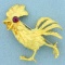 Custom Designed Ruby Chicken Pin In 18k Yellow Gold