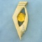 Large Abstract Design Citrine And Diamond Pendant Or Slide In 14k Yellow Gold
