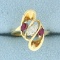 Marquise Diamond And Ruby Ring In 14k Yellow Gold