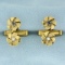 Vintage Sapphire And Diamond Pinwheel Design Cuff Links In 14k Yellow Gold