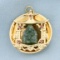 Jade And Ruby Buddha Pendant In 14k Yellow Gold