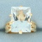15ct Sky Blue Topaz Solitaire Ring In 14k Yellow Gold