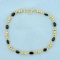 3ct Tw Sapphire Bead Link Bracelet In 14k Yellow Gold