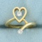 Unique Diamond Heart Ring In 14k Yellow Gold