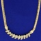 Italian Made 1/2ct Tw Diamond Herringbone Necklace In 14k Yellow Gold