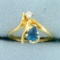 London Blue Topaz And Diamond Ring In 14k Yellow Gold